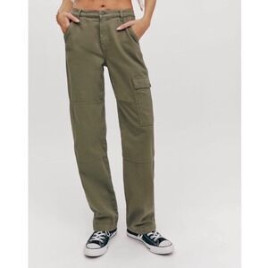 Reformation Bailey High Rise Utility Pant in Army Green Cargo - 23
